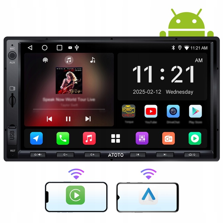 Radio auto Atoto 2 DIN 7", CarPlay, Android Auto, GPS, Bluetooth