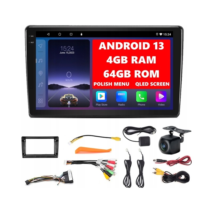 Radio auto Android 13, 9 inch, 4GB RAM, 64GB ROM, cu camera de marsarier AHD, pentru KIA CEED I 2007-2009