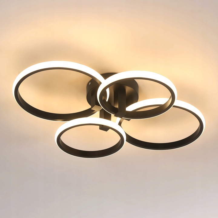 LED полилей GOECO, модерен, черен, 48W, 3000K, 57.5x46x11.5см