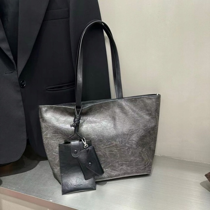 Geanta mare din piele artificiala cu fermoar si 2 buzunare detasabile, 44x29x11cm, multicolor