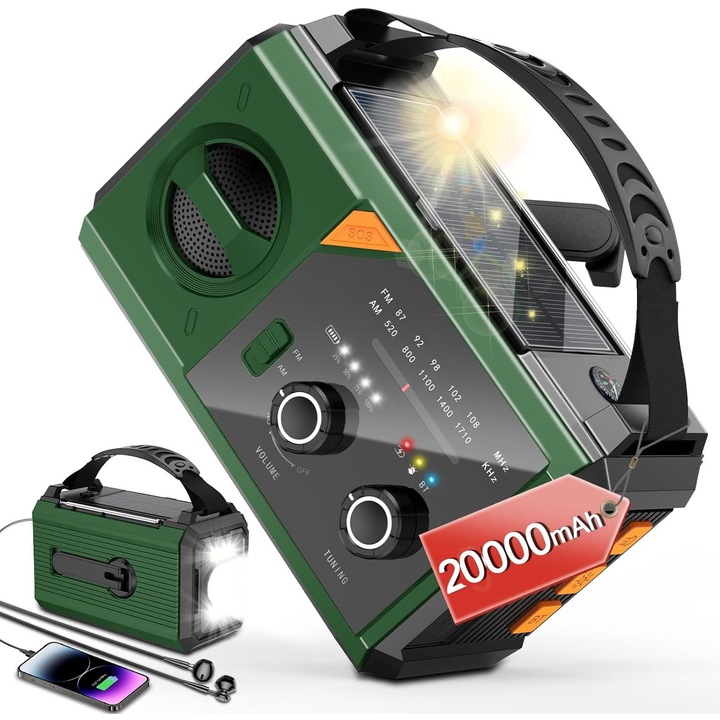 Радио BEDEE H27 AM FM с Bluetooth 5.3 и соларно захранване