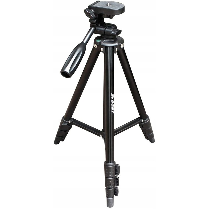 Trepied Svbony, aluminiu, 4 sectiuni, inaltime maxima 138 cm, greutate maxima 2.5 kg, portabil, pliabil