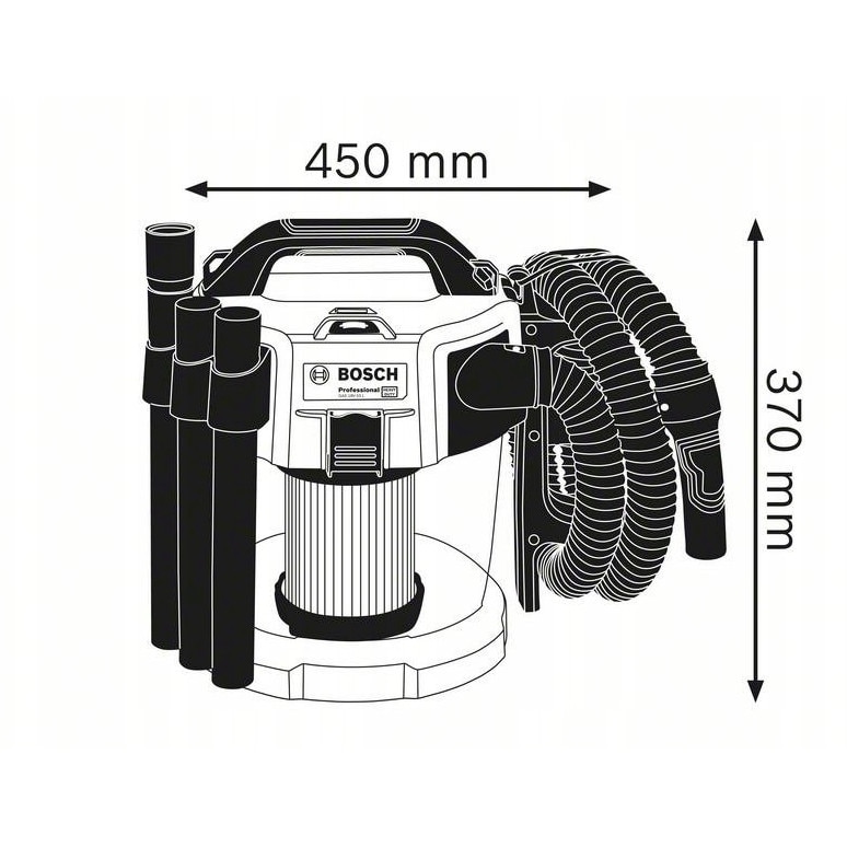 Aspirator industrial Bosch GAS 18V-10 L, 10L, 18V, 4,7 kg, fara sac, set accesorii
