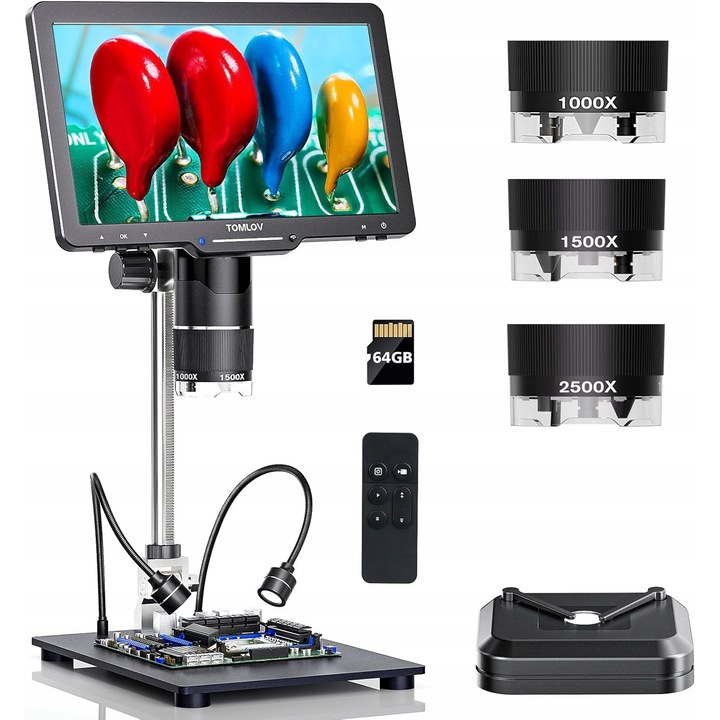 Microscop digital Zosudull 10'' HDMI 2K 2500x 24MP, 14x LED, 64GB
