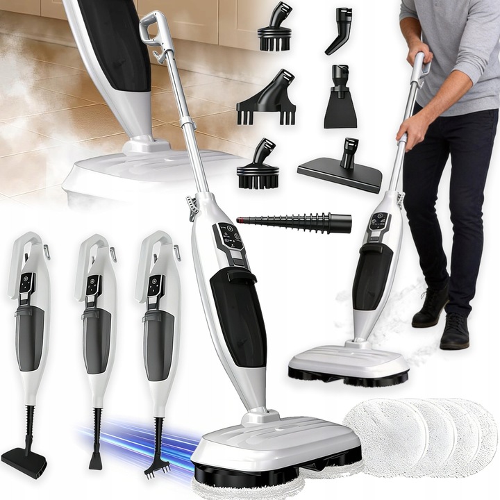 Mop parowy 13 in 1, 1300W, 550ml, 3 bar, alb, set accesorii