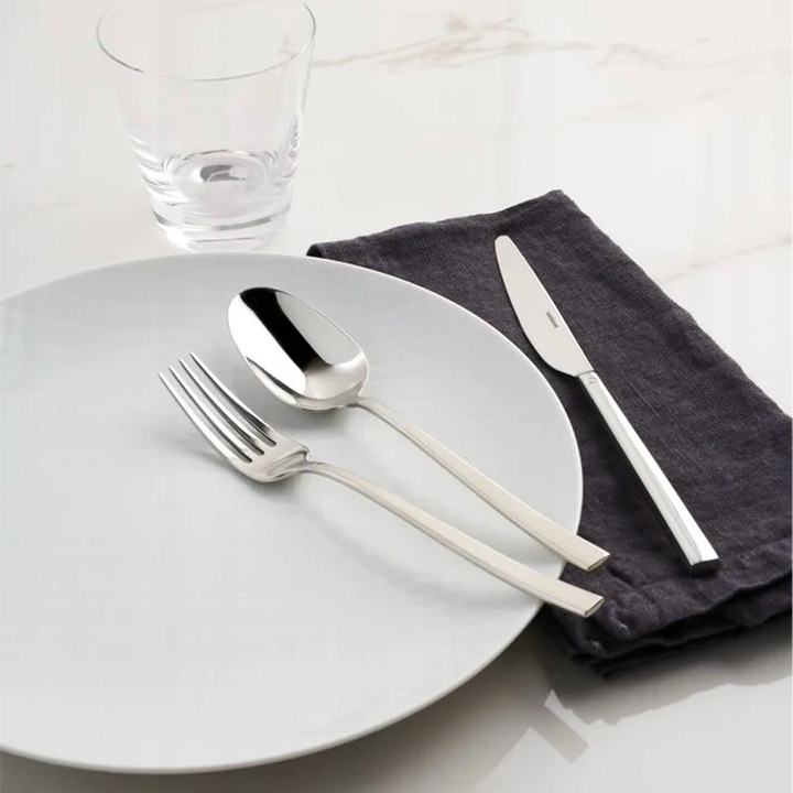 Set tacamuri 24 piese Sambonet Rock, inox 18/10, design modern, argintiu