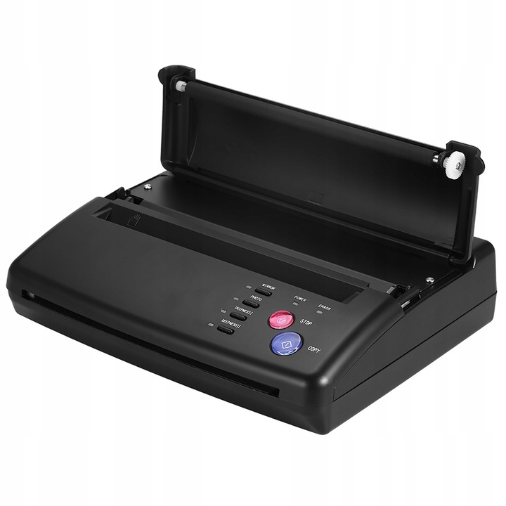 Masina de transfer pentru tatuaje, A5-A4, 5 butoane, negru, 28x21x7cm, set complet