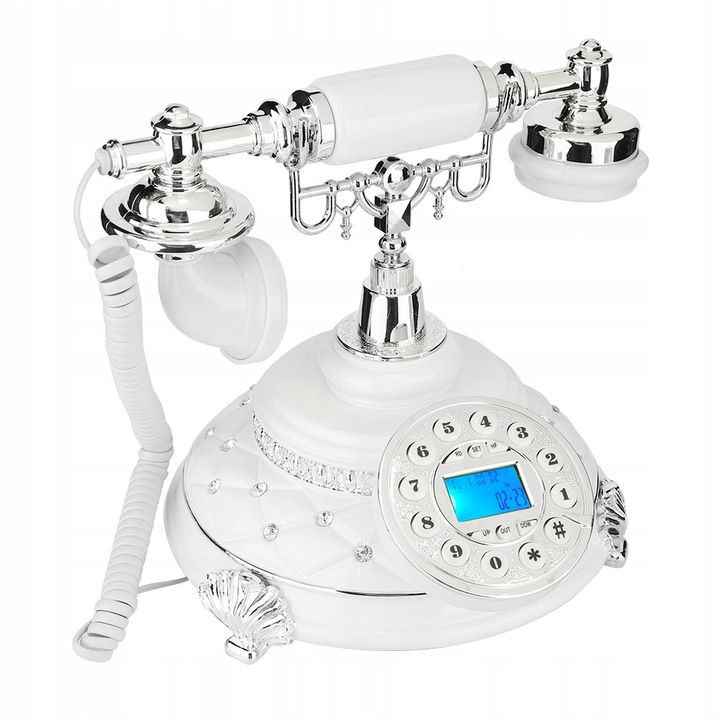 Telefon fix retro cu buton de apelare, 21x21x15 cm, multicolor, set complet