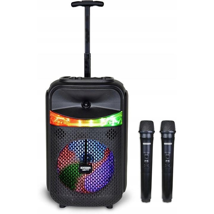 Glosnik Wireless Bontempi Trolley cu 2 Microfoane, Lumini RGB, USB, SD, 30x45cm