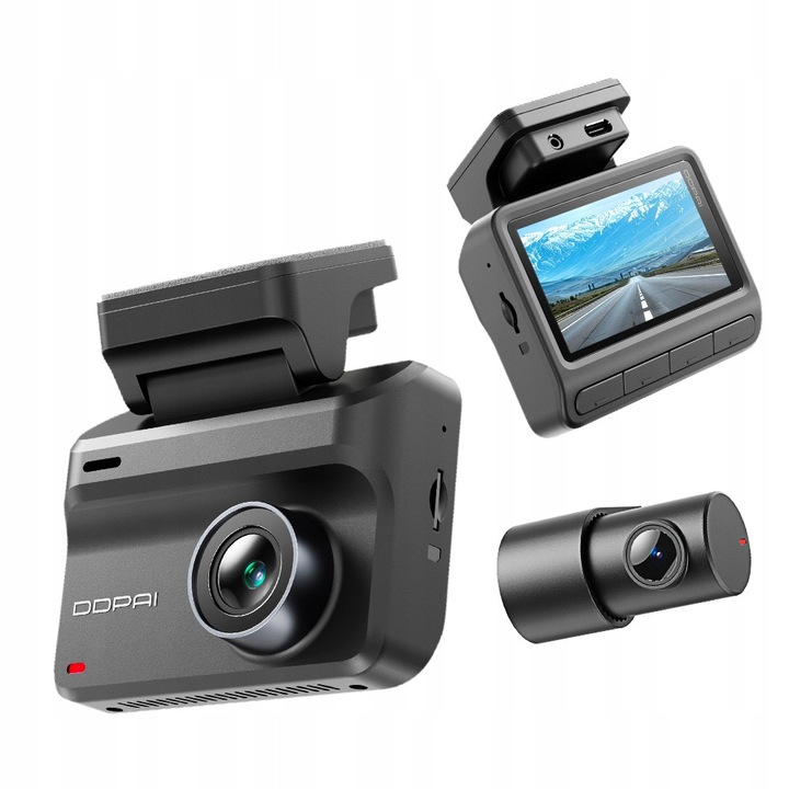Camera auto DVR DDPAI Z50 Pro 4K UHD, duala, NightVIS 2.0, Wi-Fi 6, set complet