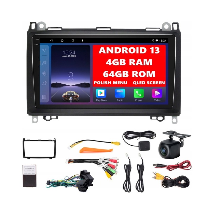 Radio auto Android 13, 9 inch, 4GB RAM, 64GB ROM, pentru Mercedes-Benz W169 W245 B200 W906 W639 VITO VIANO