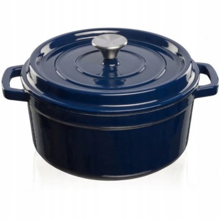 Oala din fonta emailata, Grand Feu, 4,7L, albastra, 26x17cm