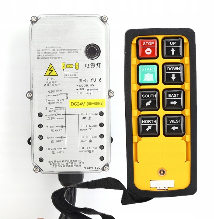 Controler wireless pentru lift, YU-6A, rezistent la apa si ulei, frecventa 800 MHz, DC24V