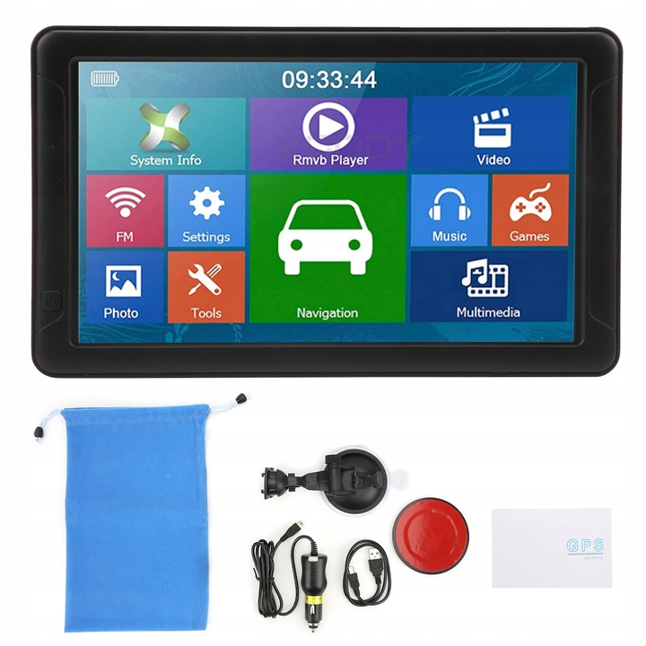 9 hüvelykes GPS navigáció, 256MB RAM, érintőképernyő, 800x400, teherautóhoz, 220V