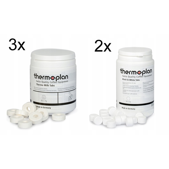 Set curatare Thermoplan pentru espressoare Black & White 3 si ONE, 3 x 62 tablete, 2 x 90 tablete, Made in Germany