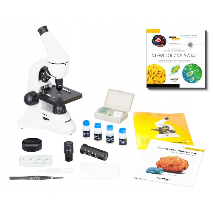 Микроскоп Levenhuk Rainbow 50L Moonstone, 40x-800x, комплект за експерименти, 5 цвята