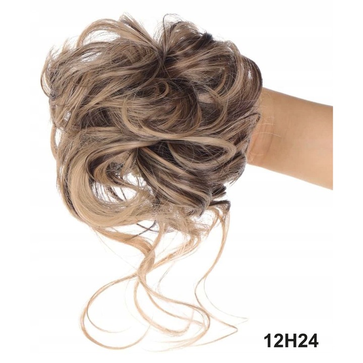 Coc cu clips GESTY, 25cm, 12H24 (Culoare czekolada mixta), set accesorii par