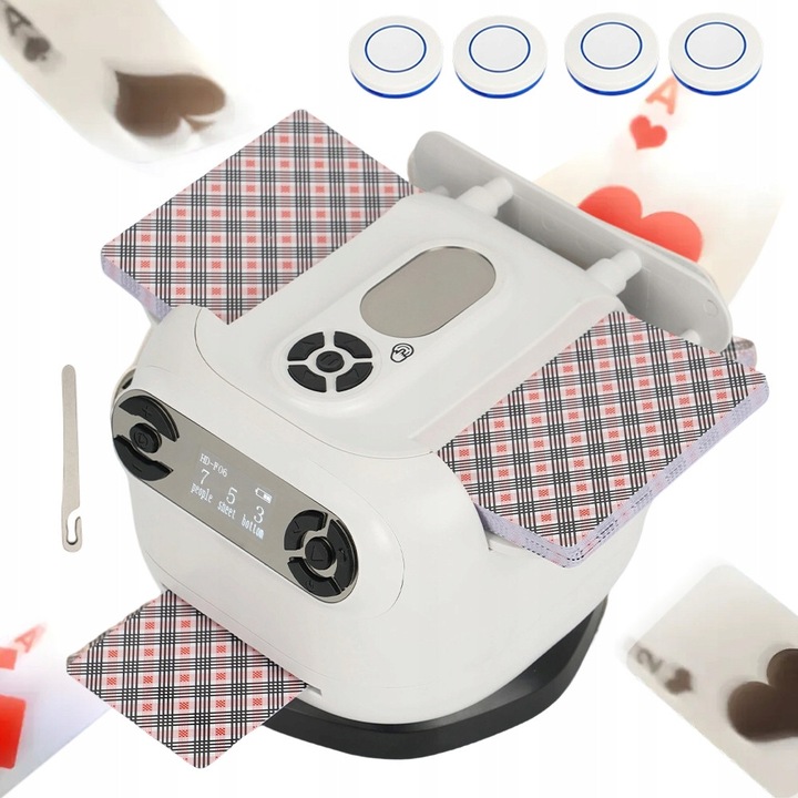 Set de poker 2 in 1, Elektryczna Tasowarka, Poker, Black Jack, Uno, Texas Hold'em, negru