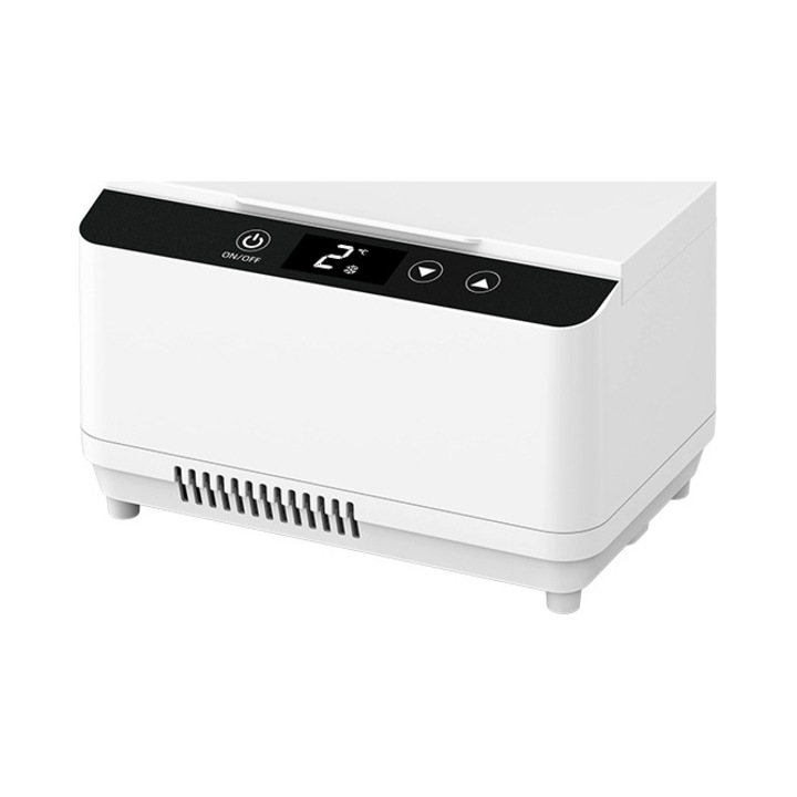 Chigoods hordozható hűtőszekrény, 2-18°C, 22.5x14.5x14.2cm, fehér, 2 akkumulátorral