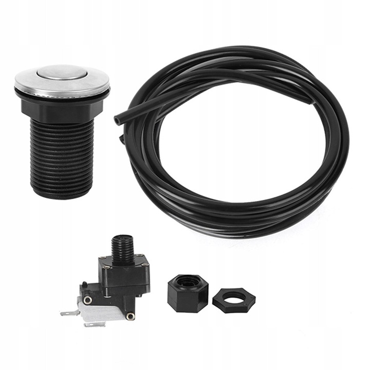 Comutator pneumatic bistabil, 6,7x4,6x3,2cm, ABS, inox, 32mm, negru