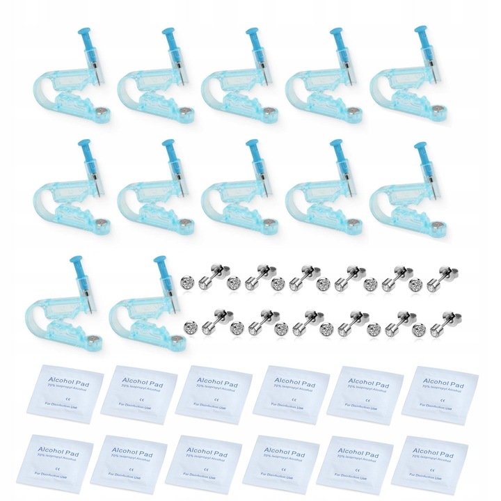 Set 12 pistoale pentru piercing urechi/cercei, 4mm