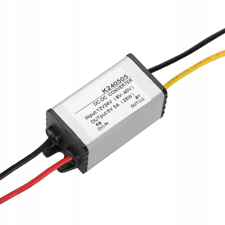 DC-DC átalakító modul, 8-40V-ról 5V 5A-re, 96% hatásfok, méretek 60x24.5x20mm