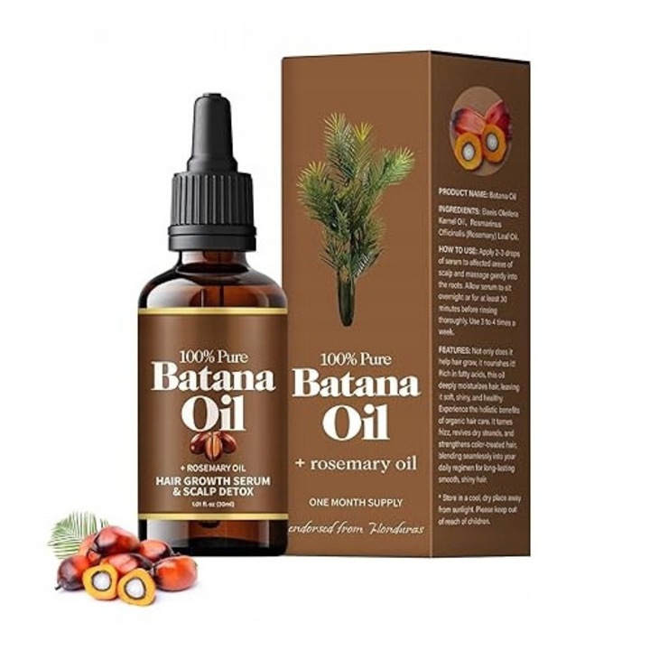 Ulei de Batana cu Rozmarin pentru Cresterea Parului, 100% Organic, 30ml