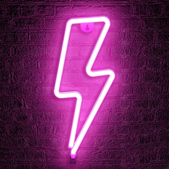 Neon lámpa Bolt, LED, rózsaszín
