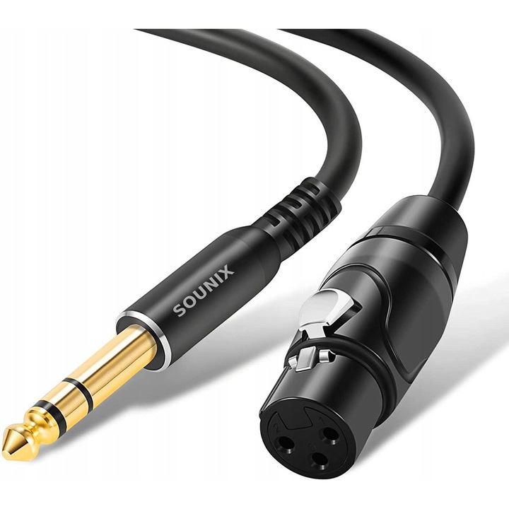 Аудио кабел Sounix XLR 3-пинов към 6.35mm TRS, 2м, с многослойна защита, гъвкав
