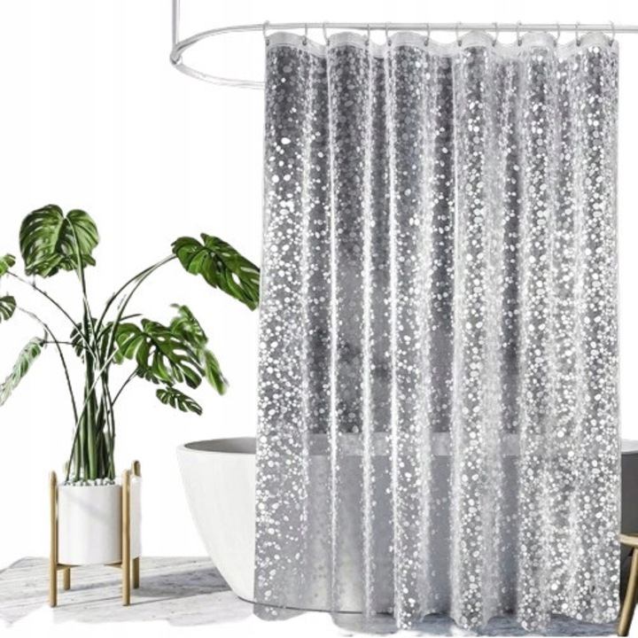 Zaslona de dus 3D, waterproof, antiplisnita, 180x200cm, model "kamyka", transparenta