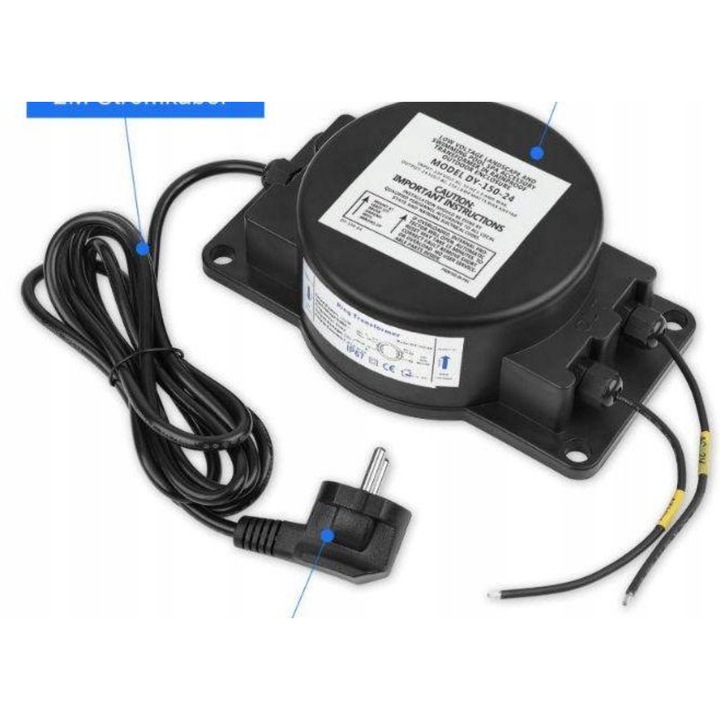 Transzformátor 230V AC-ról 12V AC-ra, 105W, vízálló, víz alatti világításhoz, 4 rögzítés, 150W