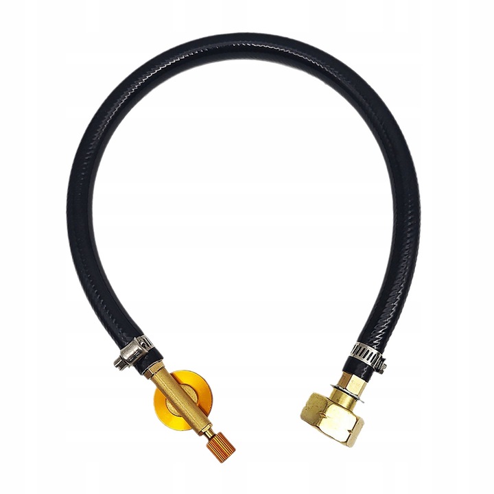 Gázpatron töltő adapter, propán-bután, 50cm, anyag: sárgaréz, alumínium, vas, gumi