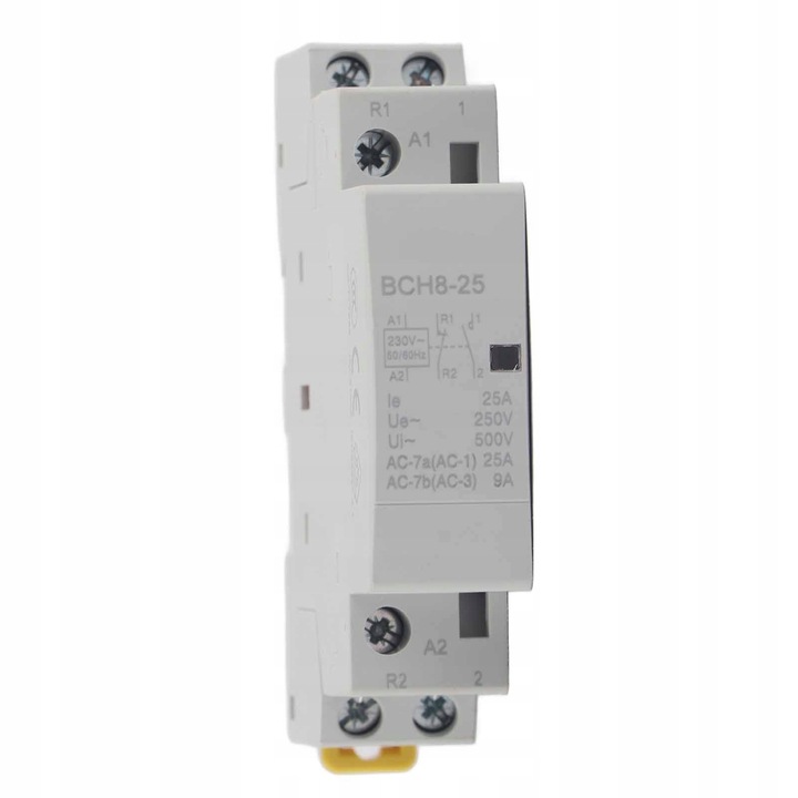 Moduláris kontaktor 25A 220V/230V 1NO 1NC, kompakt, energiahatékony, 127g