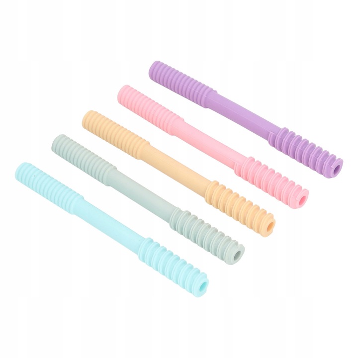 5 db-os szilikon rágóka készlet, többszínű