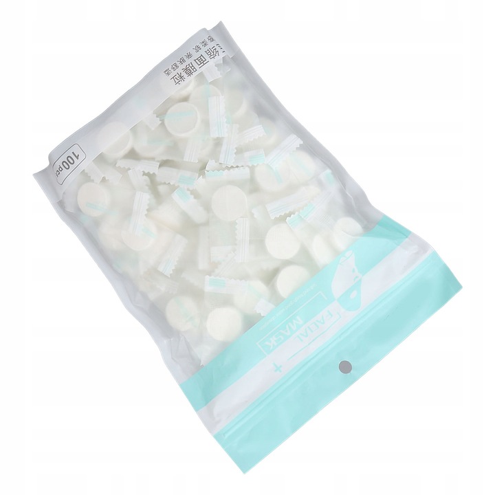 Set 100 foite compresate pentru masti de fata, material textil, usoare si respirabile