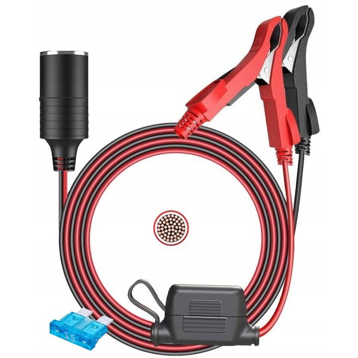 Autós szivargyújtó csatlakozó biztosítékkal, Sparky, 16 AWG, 3m, 15A, 12V/24V