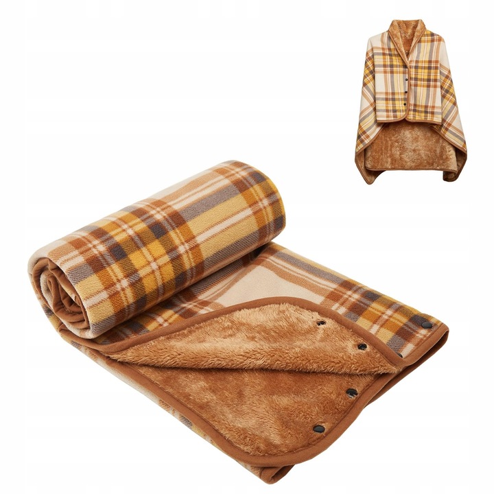 Poncho din fleece, prietenos cu mediul, cu dimensiuni 100x140cm, multicolor, pentru femei, barbati si copii