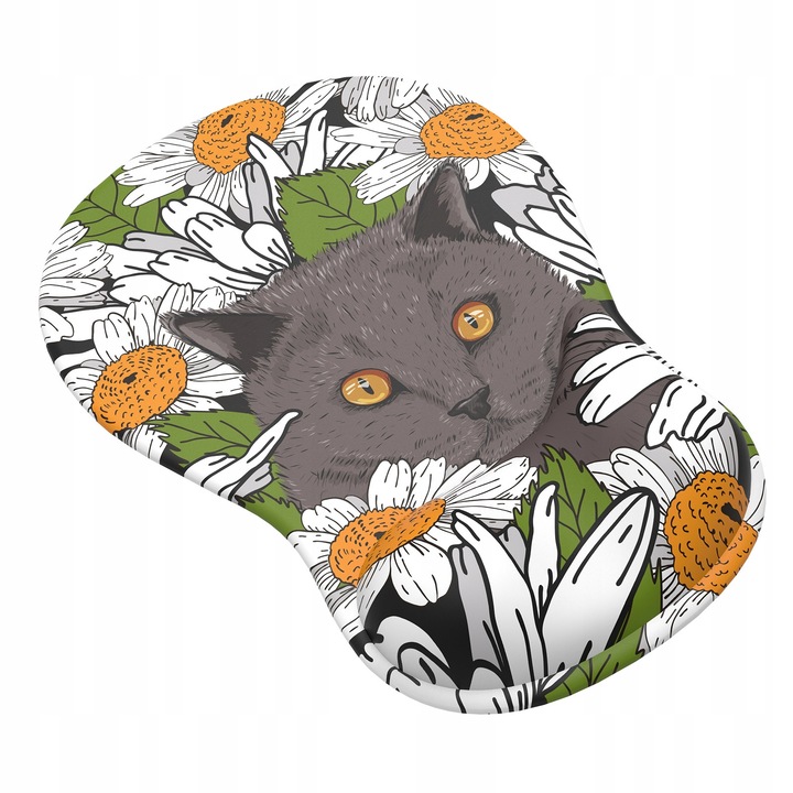 Mousepad Giecy cu suport pentru incheietura, baza antiderapanta, culoare neagra