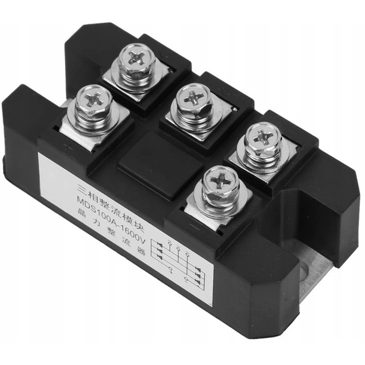 Egyenirányító modul 100A 1600V, 80x40x32mm, rögzítőfüllel szerelhető