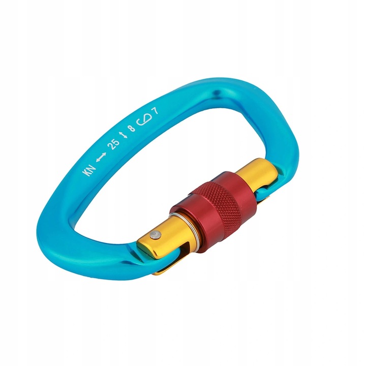 Rozsdamentes acél karabiner, 2500 kg, kék, 10x6x2 cm, 1 db-os készlet.