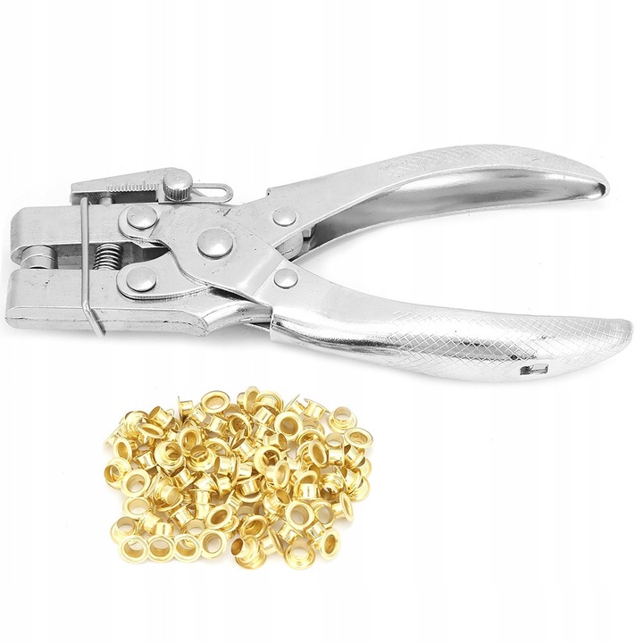 Set unelte de croitorie, 100 capse, perforator manual, metalic, 3mm, 12mm adancime