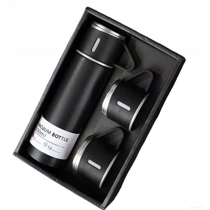 Set termos si 3 cani, 500 ml, 160 ml, inox, mat, design elegant
