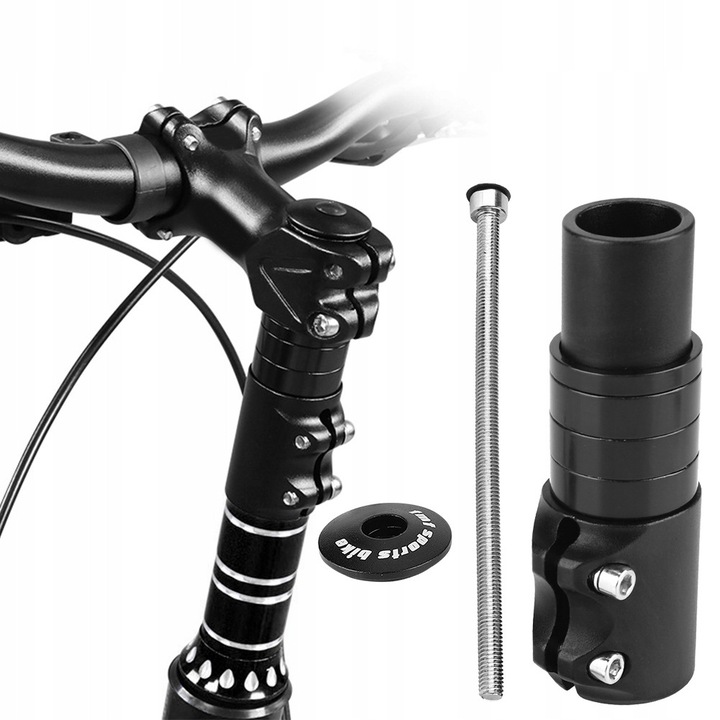 Kerékpár kormányhosszabbító adapter, alumínium, 123mm, fekete
