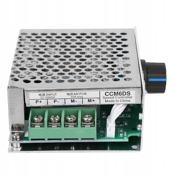 DC motor fordulatszám szabályzó, 12-50V, 30A, 1500W, 110x76x35mm
