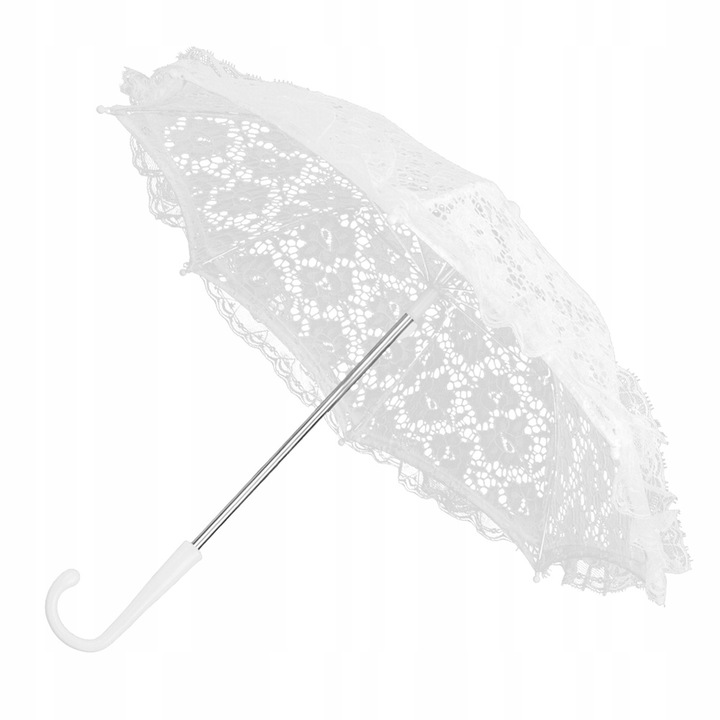 Umbrela din dantela alba, 42x49cm, design elegant, pentru nunta si evenimente