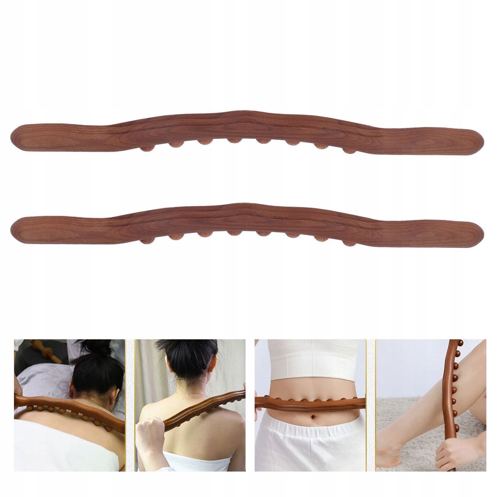Set 2 bucati, instrument de masaj din lemn, 8 puncte de masaj ...