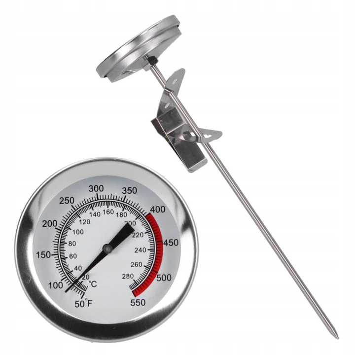 Termometru mecanic pentru ulei, 20-280C, cu sonda lunga si clip, inox