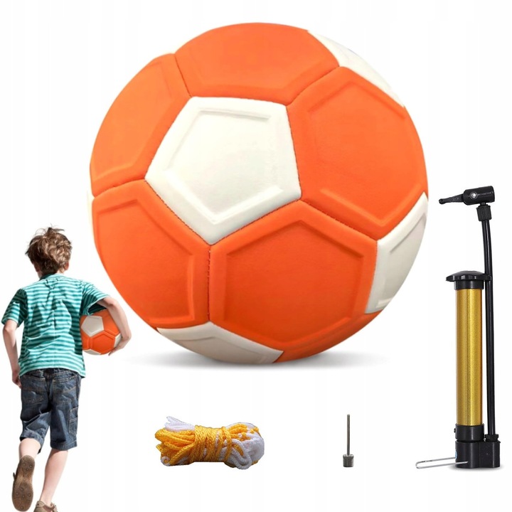 Minge de fotbal Curve, 20 cm, portocalie-alba, set pentru antrenament