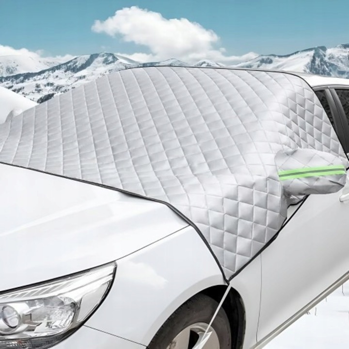 Покривало против замръзване за предно стъкло и странични прозорци, лимоненозелено, универсален размер, бърз монтаж