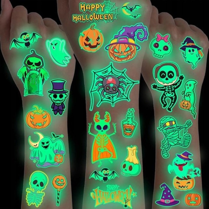 HALLOWEEN MONSTERS ideiglenes tetoválás szett, 10db, BOTC, környezetbarát PVC, gyerekeknek és felnőtteknek